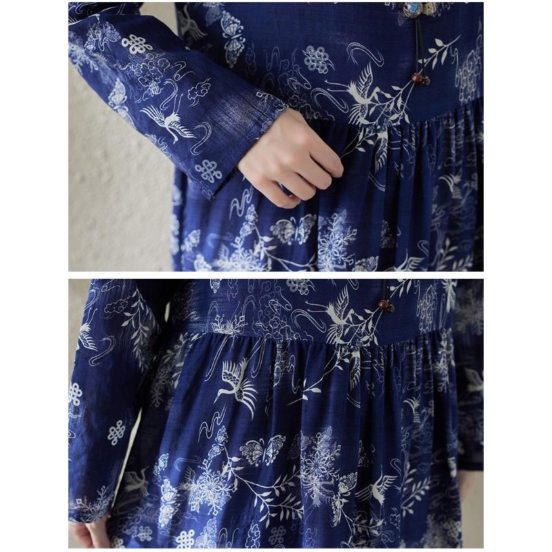 DIMANAF 2025 Plus Size Women Spring Summer Dress Vintage Lady Long Dress Floral Style Loose Maxi Dress Printing