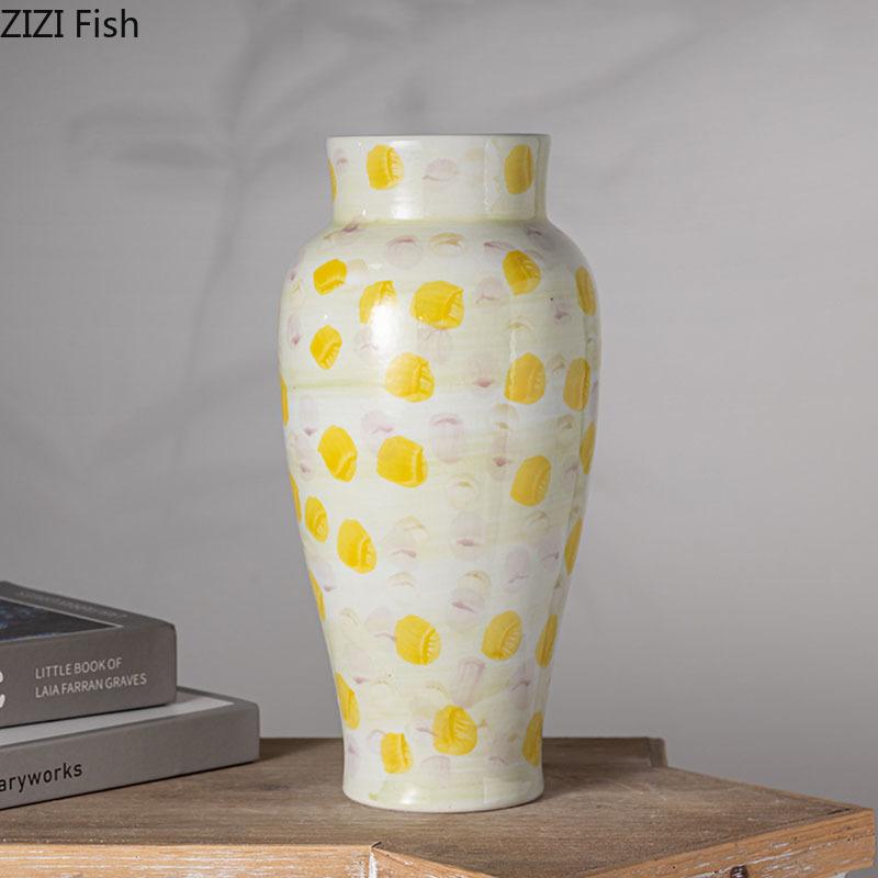 Painted Ceramic Vase Hydroponic Potted Plant Floral Vases Table Decoration Flower Arrangement Ornaments Room Aesthetic Decor