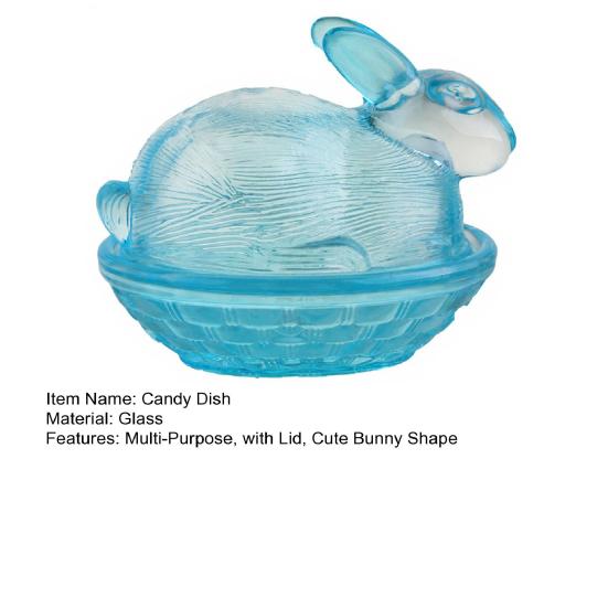 Glass Bunny Candy Dish Easter Bunny Candy Bowl with Lid Snack Serving Dish for Party