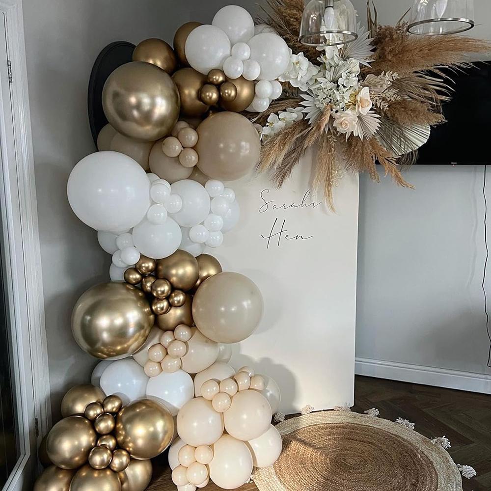 180Pcs Sand White Gold Latex Balloon Set Suitable for Birthday Parties, Weddings, Valentine's Day Party Decoration