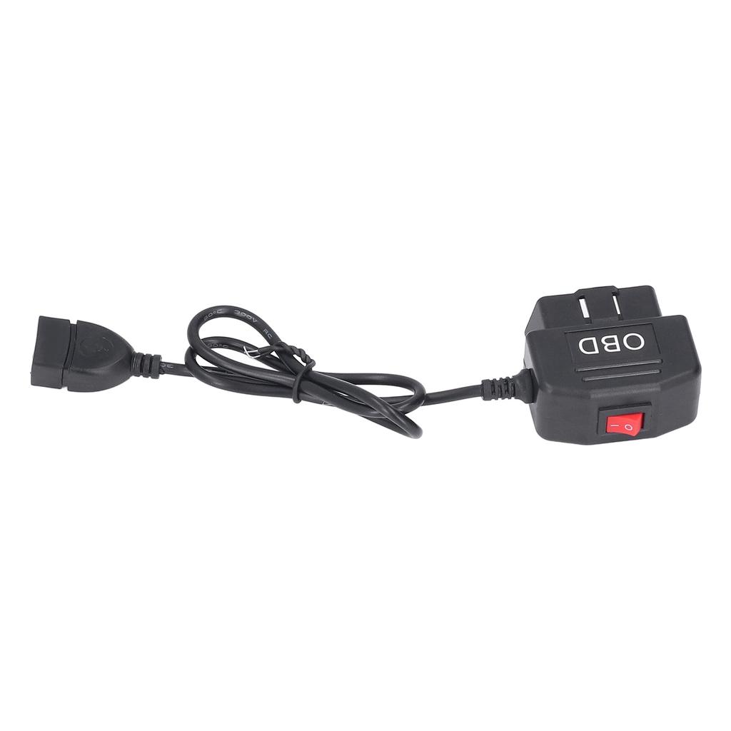 48cm18.9in OBD Power Adapter Cable with Switch Button ACC Mode Low Voltage Protection for Dash