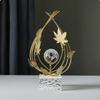 Foliage Crystal Ball Ornament Elegant Table Metal Leaf for Entryway, TV