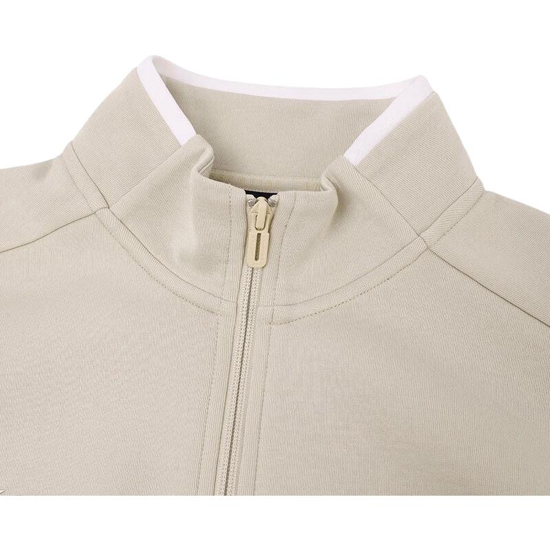 Li Ning Plain Stand Collar Open Front Casual Hoodie Men hoodies Oatmeal-Gray AWDT989-4