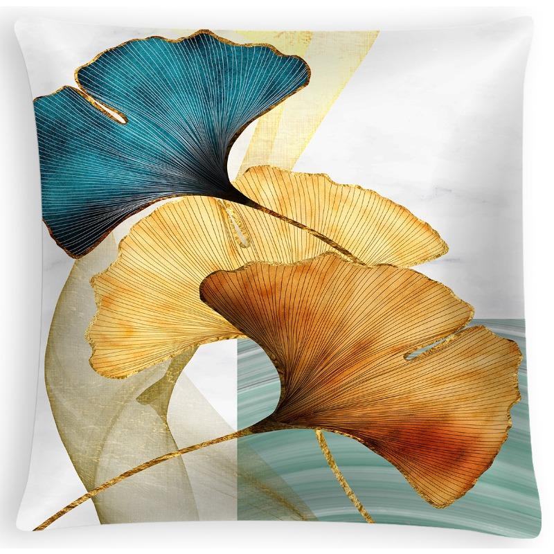 Nordic Ginkgo Leaf Peach Velvet Pillow Cover Office Sofa Cushion Cushion Cover