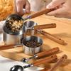 Set of 4 Baking Tool Set Stainless Steel Measuring Cups Measuring Spoons Wood Handle Kitchenwares for Baking Cooking