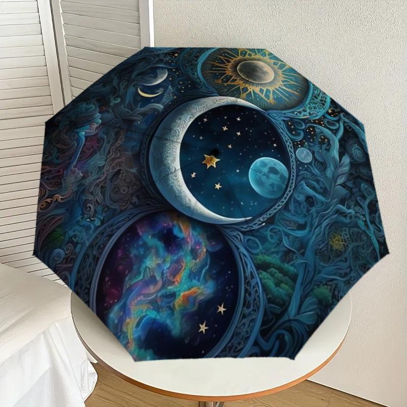 1pc Celestial Yin-Yang Harmony Umbrella with Plastic Handle,Suitable for All Seasons Home Travel Outdoor UmbrellaDD869