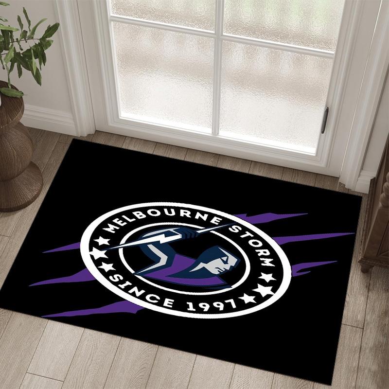 Melbourne Storm Design Crystal Velvet Carpet Cozy Non?Slip Printed Rug For Bedroom Living Room Entrance