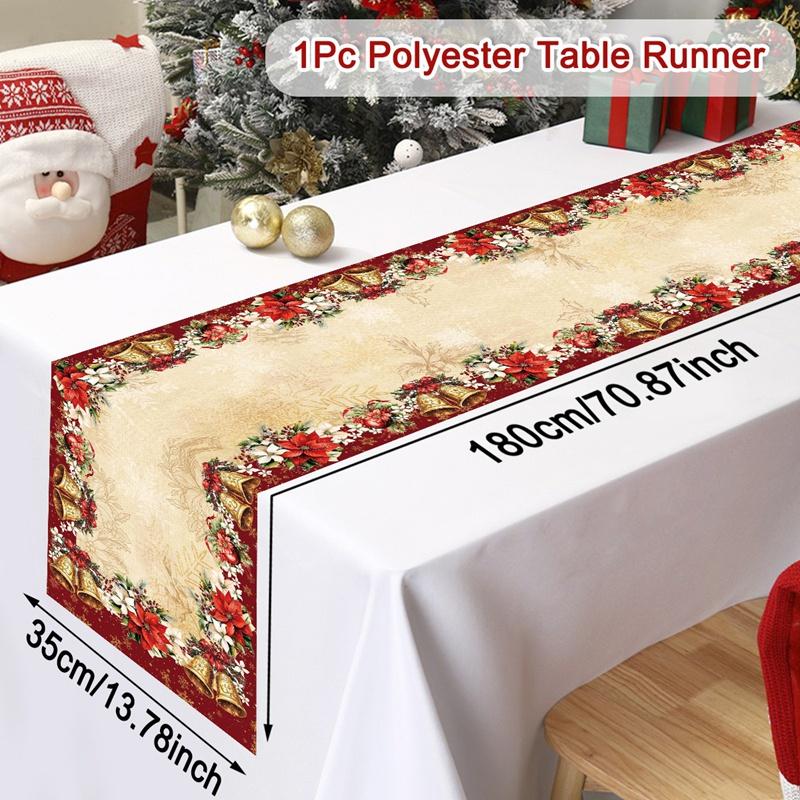 Vintage Christmas Table Runner Farmhouse Table Flag Merry Christmas Decoration for Home 2025 Winter Holidays Dinning Table Decor