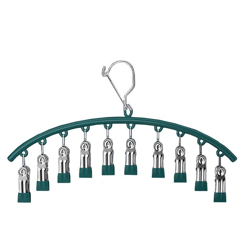 Curved Sock Hanger with 10 Clips for Drying Socks, Underwear, and Baby Clothes