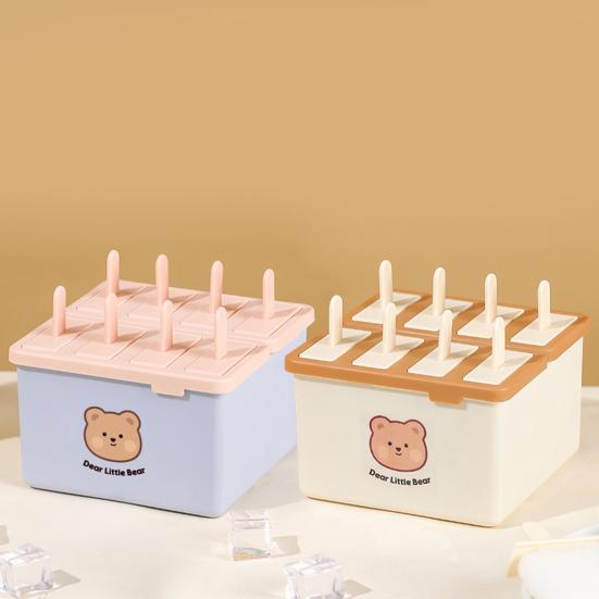 Stampo per Gelato con Coperchio Ermetico, Facile da Sformare, Maker per Popsicle per Alimenti, Design Impilabile con Stampa di Orso, Vassoio per Gelato per Yogurt, Frutta, Latte, Popsicle