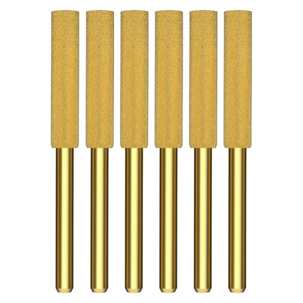 6pcs Diamond Coated Cylindrical Burr Chainsaw Sharpener Stone File Chain Sharpening Carving Grinding Tools Kits 4/4.8/5.5mm