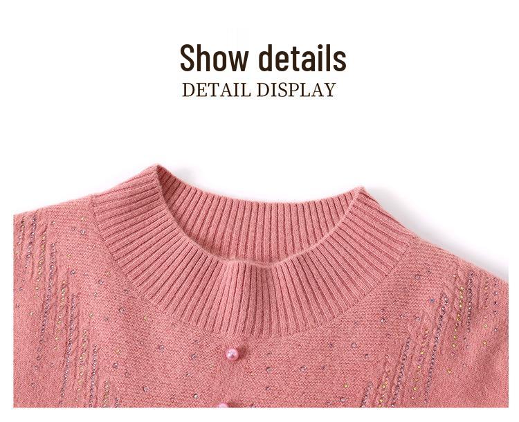 Mom's Pure Cashmere Half-High Collar Sweater - Stylish Autumn & Winter Knit, Loose Fit, Women's Base Layer