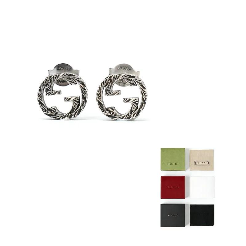 GUCCI Sterling Silver Interlocking Stud Earrings (Unisex) Stud Earrings YBD457109001