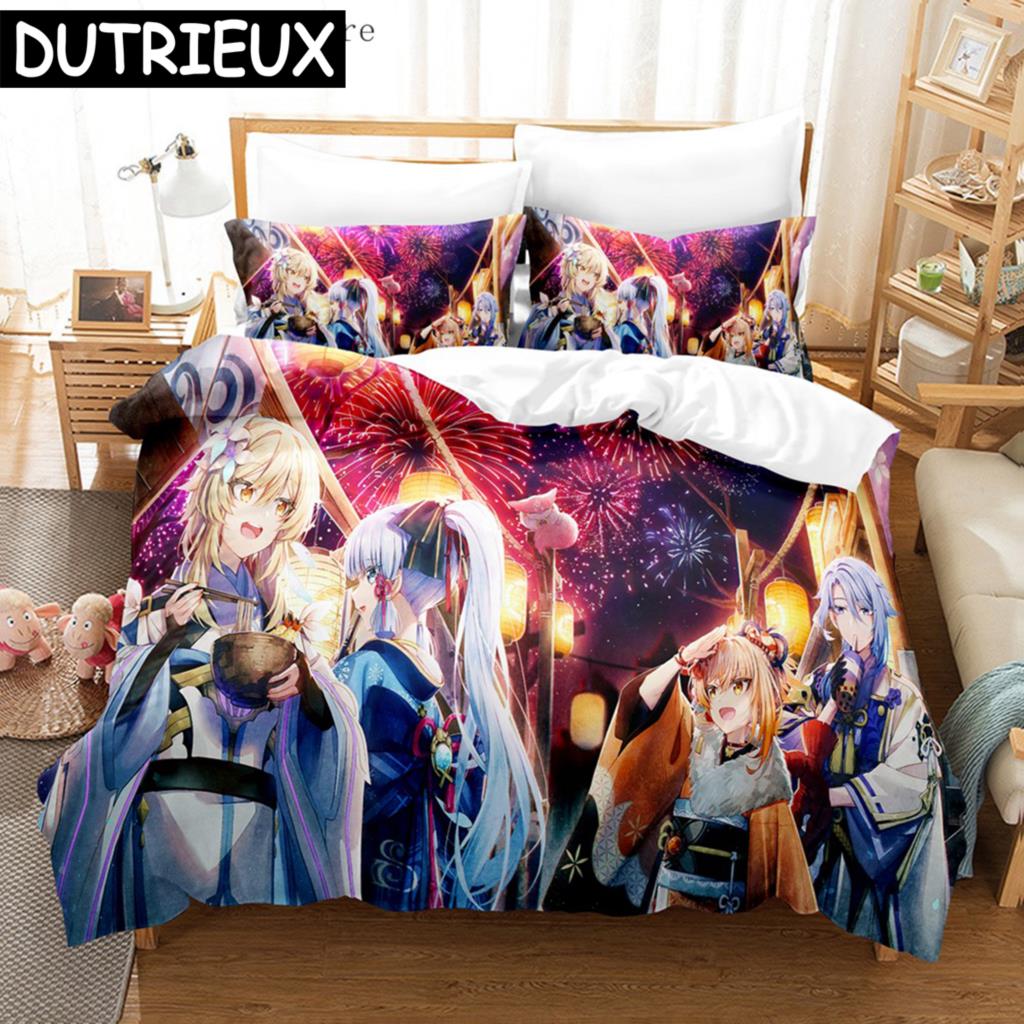Anime Genshin Impact Lumine Duvet Cover Cartoon Girl Bedding Sets Twin Double Bed Set For Home Textiles