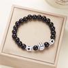 Schwarzes Perlen-Sportarmband für Damen Herren Basketball Fußball Volleyball Elastisches Seil Armbänder Party Freundschaft Schmuck Geschenke