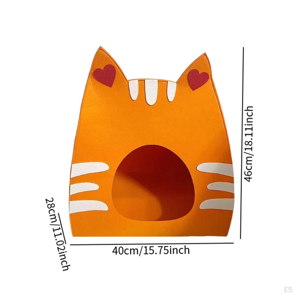 Felt Cat House Privacy Cave Cute Furniture Sturdy for Indoor Cats Foldable Kitty Washable