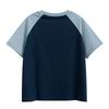 Boys and Girls Raglan Sleeve Short-Sleeved T-Shirt Summer Kidsren's Contrasting Color Letter Print Top Medium and Large Kidsren's Pure Cotton Clothes