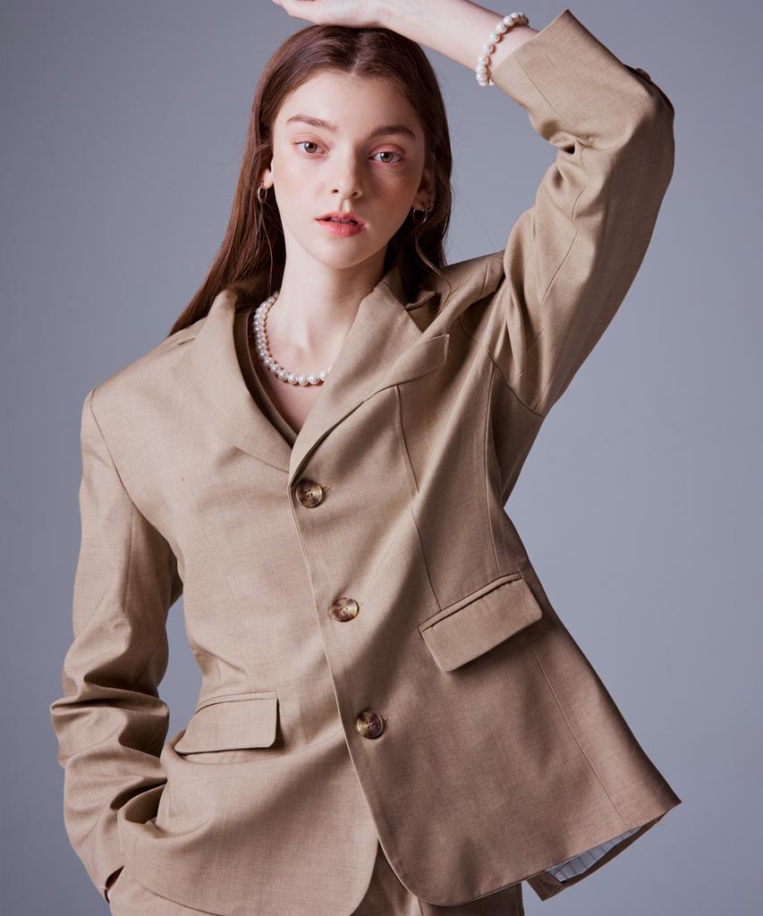 Etre Au Sommet 3-Button Wool Jacket (Beige)