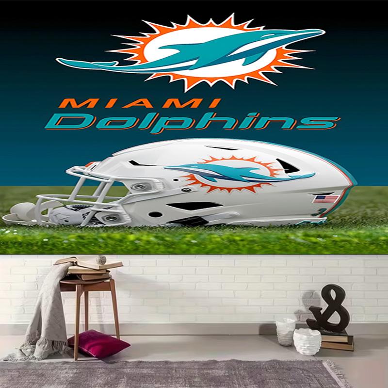 1 Stück Miami Dolphins Logo Wandteppich, Wohnzimmer, Schlafzimmer, Büro, Party-Dekoration, Ideales festliches Geschenk