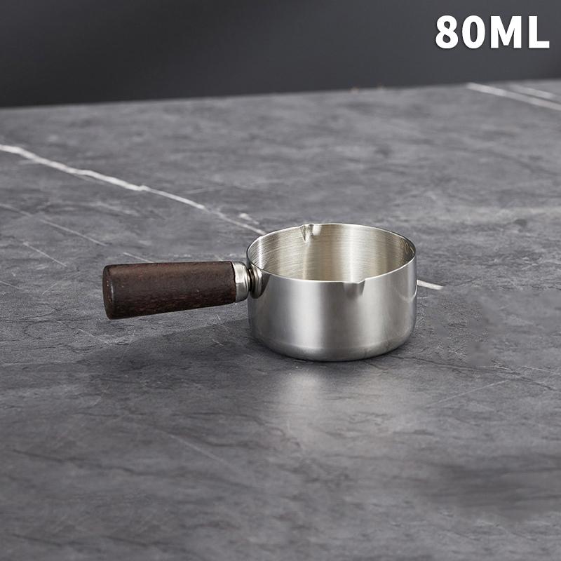 

1 шт. Чашка для соуса из нержавеющей стали, Чашка для западного соуса, Чашка для заправки стейка, Деревянная ручка, Блюдце для обмакивания томатного салата, Кухонный инструмент 80ML серебряный