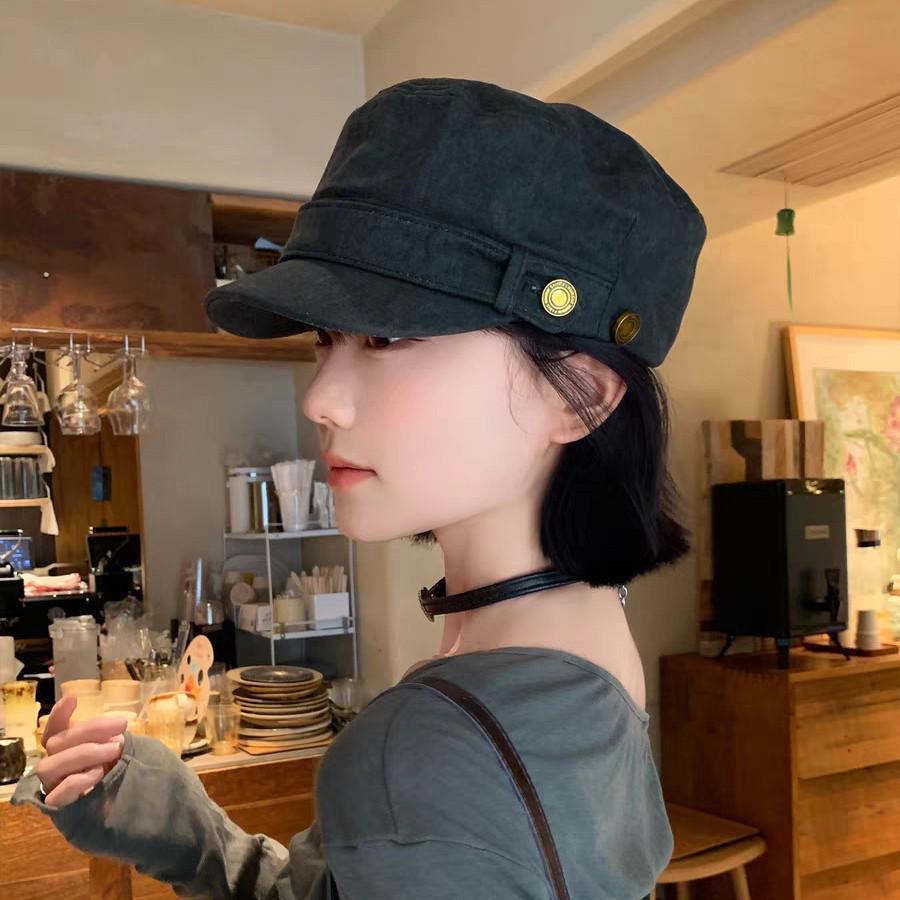 2025 Women's Vintage Distressed Flat Top Beret - Slimming Literary Duckbill Hat Trend