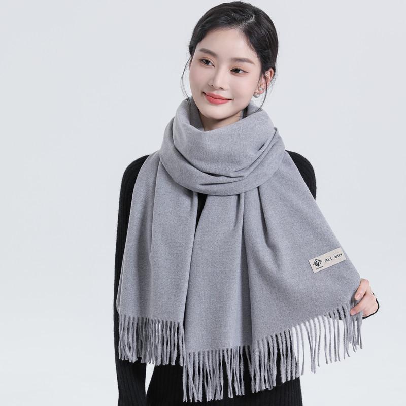 White Cashmere Scarf: Thickened, Solid Color, Versatile for Women & Men, Perfect for Autumn & Winter