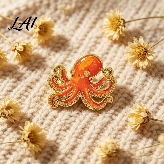 Ocean Life Enamel Pin Cartoon Sea Animal Metal Brooch Dolphin Whale Seahorse Octopus Brooch Badge Pin Hats Bags Scarves Clothes Decorative Accessory