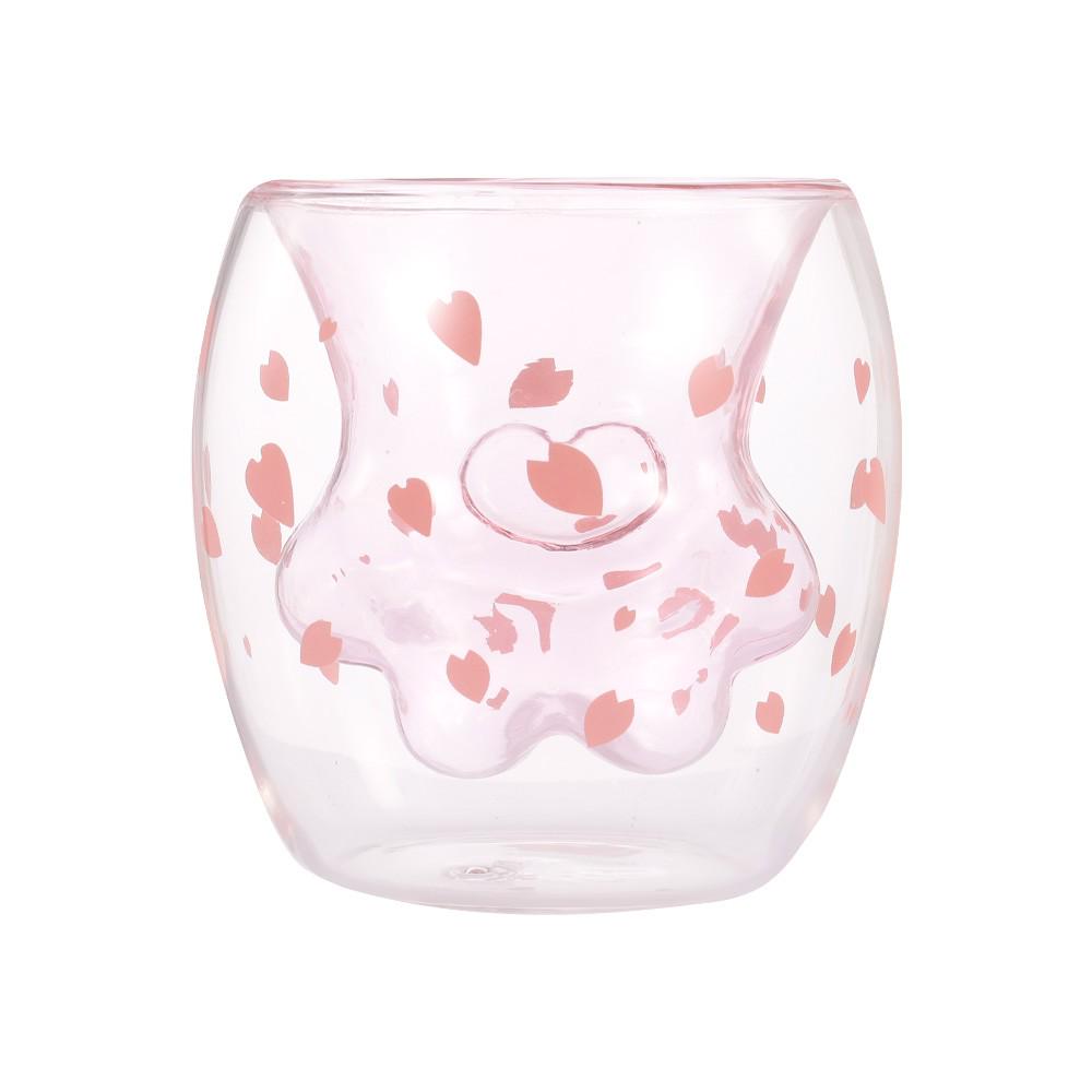 

Cat Paw Mug Cat-Claw Coffee Mug Cup Sakura Pink Double Wall and Glass Mug 200ml