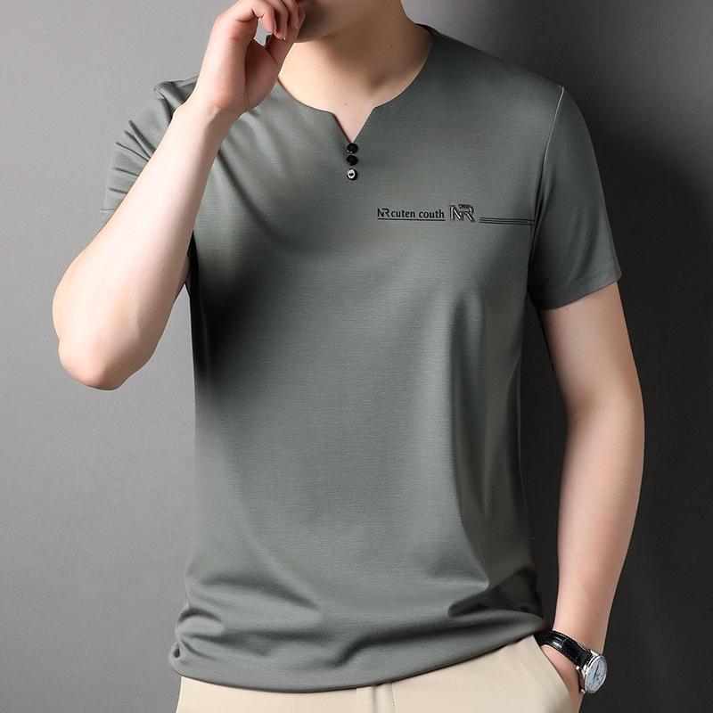 

Мужская футболка с короткими рукавами, летняя новая повседневная футболка для молодежи и среднего возраста с круглым вырезом, трендовая футболка с половиной рукавов, мужская одежда XL