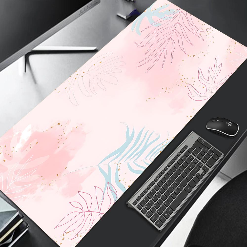 Fresh Leaf Mouse Pad Office Pink Mouse Mats Gaming Accessories Color Rug Gamer 900x400 Table Cushion Computer Desks Laptop Desk