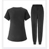 Ladies' Loose And Comfortable V-neck Short Sleeved Workwear With Multiple Pockets Suit Set