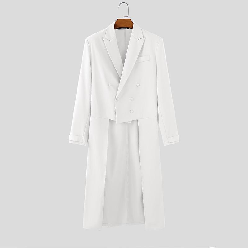 

INCERUN Мужские блейзеры-туники с высоким низом и неровными разрезами с лацканами с вырезом L белый