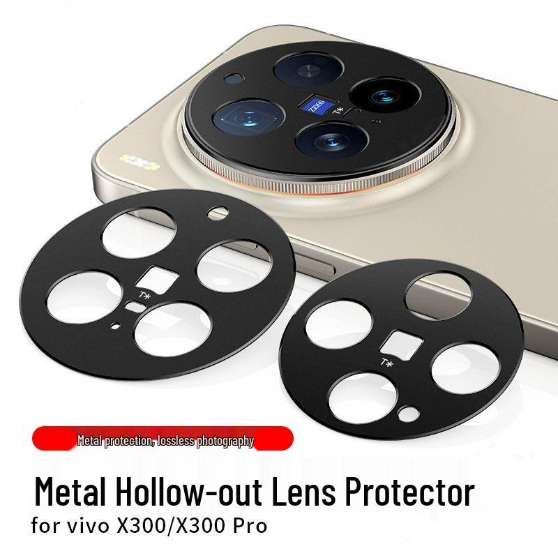 Vivo X300/X300 Pro Pusta Metalowa Naklejka na Obiektyw z Matowym Pierścieniem Obiektywu i Zintegrowaną Folią Szklaną