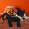 2pcs Mini Halloween Black Cat Ornament Cute Animal Statue Atmosphere Decoration Cat Figurine  Gift