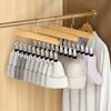 1PCS Rotatable Multi-Clip Student Dormitory Storage Clip Solid Wooden Trouser Clip Home Closet Stainless Hat Skirt Storage