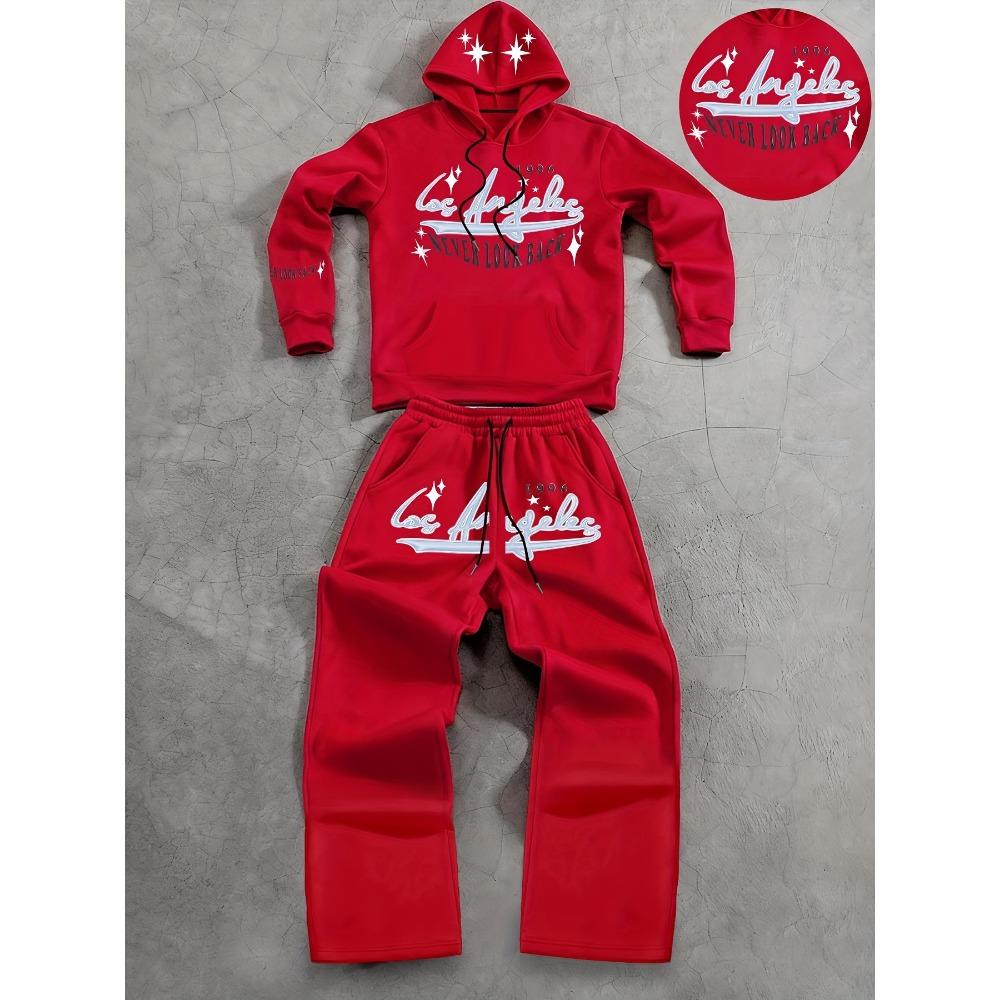 Set Felpa con Cappuccio Casual da Uomo e Pantaloni Sportivi a Gamba Dritta, Abbigliamento Sportivo Casual Largo, Abbigliamento Caldo e Confortevole per Autunno e Inverno