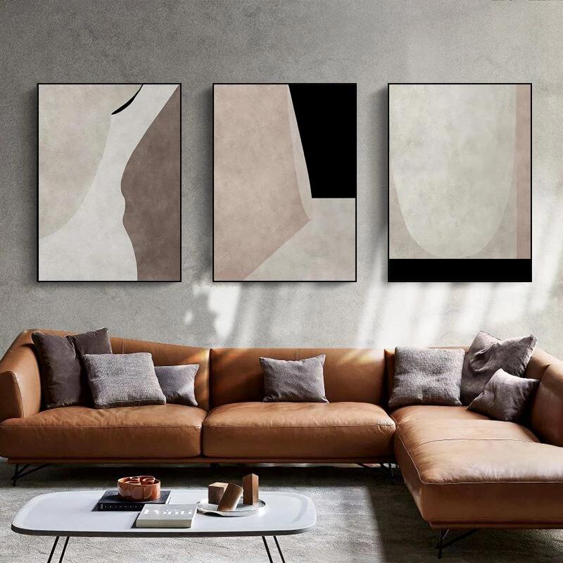 Geometric Minimalist Wall Art Poster Abstract Canvas Painting Print Texture Art Modern Wall Picture for Living Room Home Decor