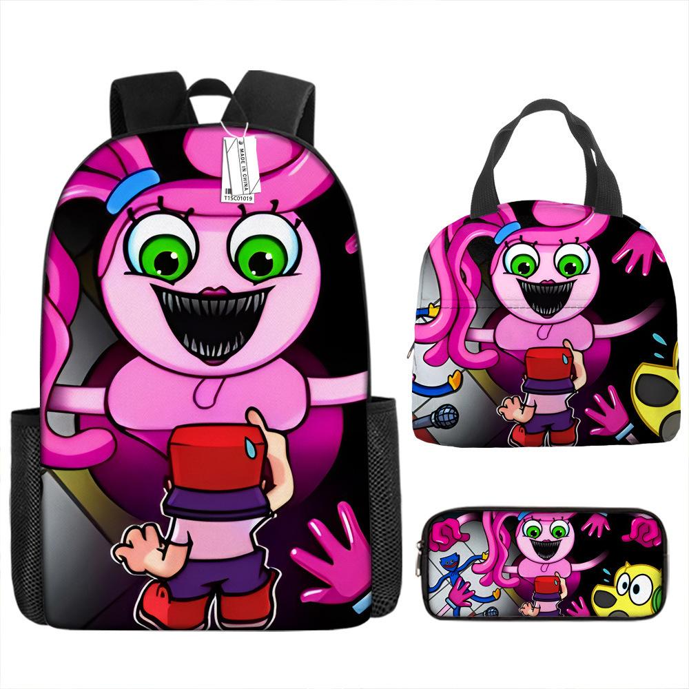 Rainbow Friends School Bag Rainbow Friends Backpack Three-piece Set for Elementary School Students Large Capacity Cartoon Computer Bag