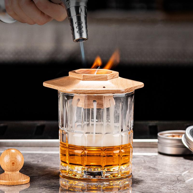 New Cocktail Smoker Kit Whiskey Wooden Smoked Wood Hood Smoker For Drinks Kitchen Bar Accessories Tools bar cocktail