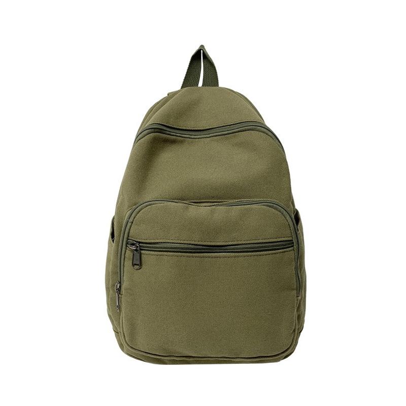 Schoolbag Canvas Backpack Female Travel Lightweight High Value Solid Color Commuter Sports Hiking Backpack Versatile Student School Bag
