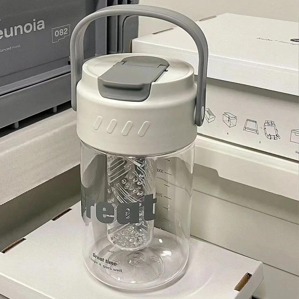 Water bottle1011 spring new high-value cute cartoon large-capacity children's straw cup portable large-capacity plastic cup