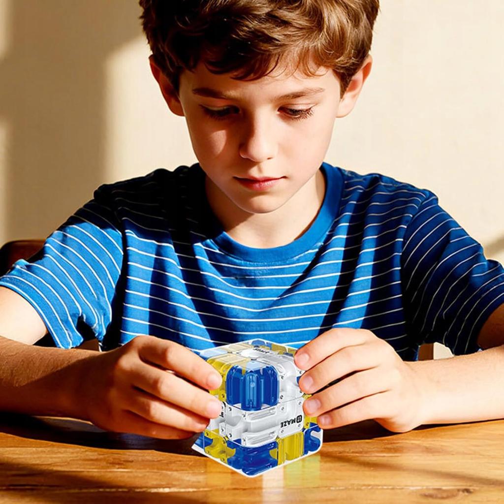 Kostka Łamigłówka Rotacyjna 3D Labirynt Metalowa Kulka Gra Logiczna Cube