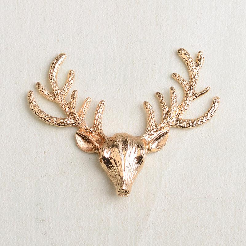 Vintage Deer Alloy Hanging Charm 8829 Gold Plated Pendant, 2 Decorative Accessory