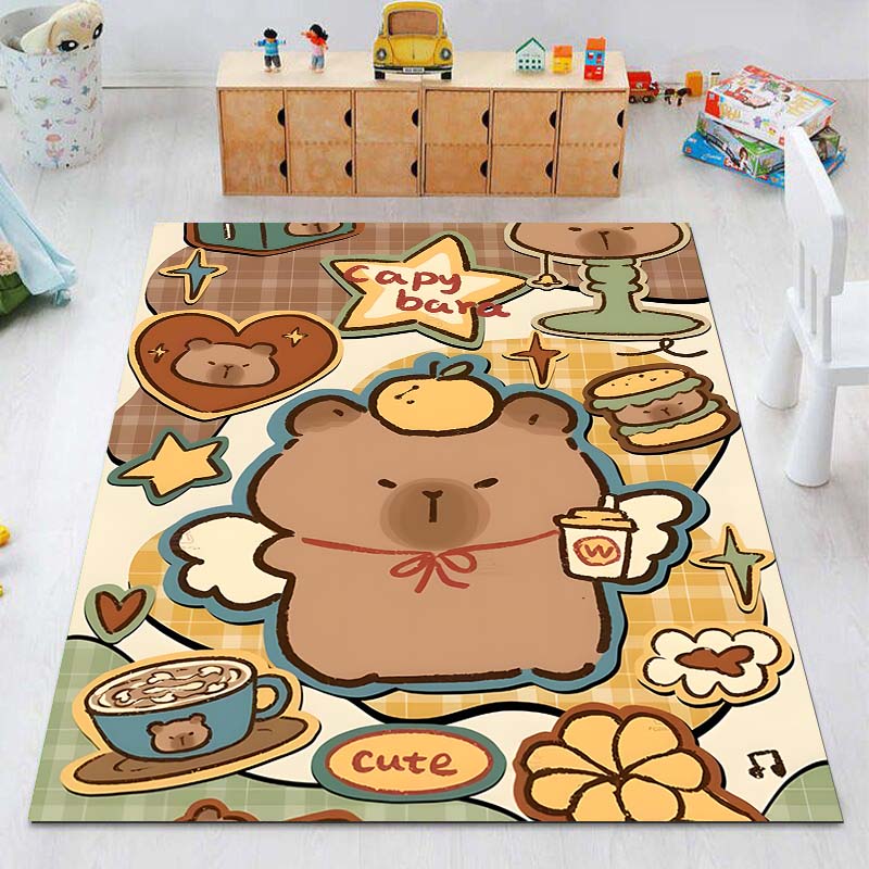 New Cute Capybara Cartoon Print Rug Carpets for Bedroom Living Room Sofa Mat Door Mat Dressing Room Rugs for Gifts