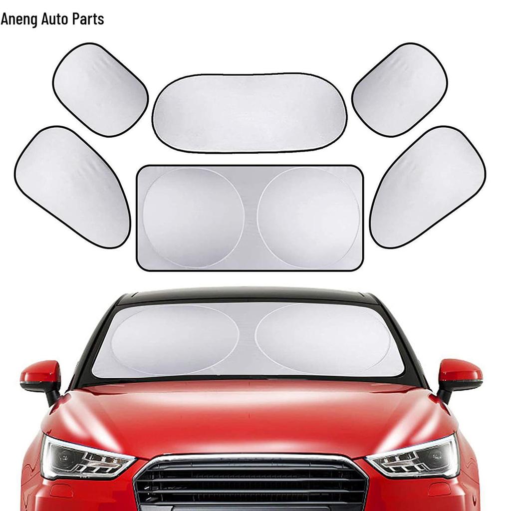 6-Piece Car Sunshade Set: Front, Rear & Side Window Sun Visors with Suction Cups for Interior Sun Protection & Heat Insulation.