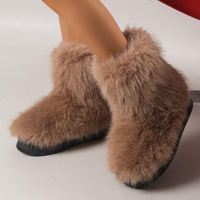 Fashion Y2K Fluffy Furry Snow Boots Women Winter Thicken Short Plush Warm Ankle Boots Woman Comfy Non Slip Platform Winter Shoes Female