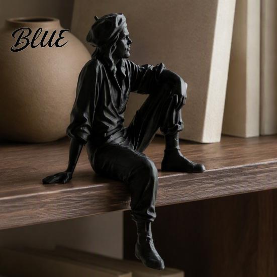 Minimalist Resin Art Crafts 3D Printed Resting Traveler Figurine Edge Sitting Sculpture Decor Decorative Placement Figurines Artistic Desktop