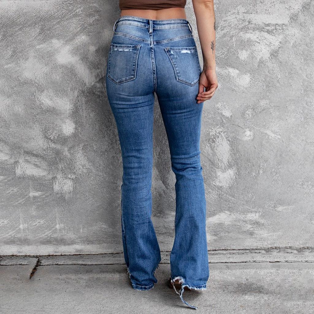 Pantalon en jean taille haute pour femmes