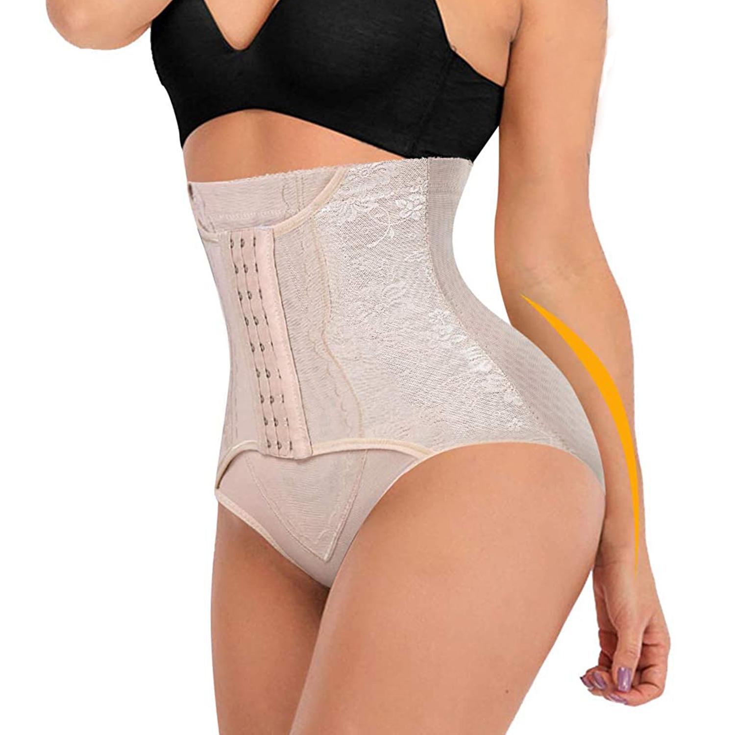 Трусики с контролем живота для женщин Корректирующее белье для ягодиц Короткие тренировочные корсеты с высокой талией Корректирующее белье для похудения M бежевый