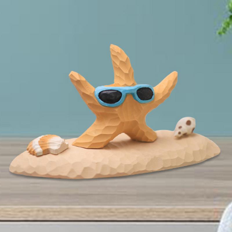 Starfish Decorations For Home Desk Sea Animal Figurines Hand Carved Animal Decoration Decorative Sculpture For Home Bedroom